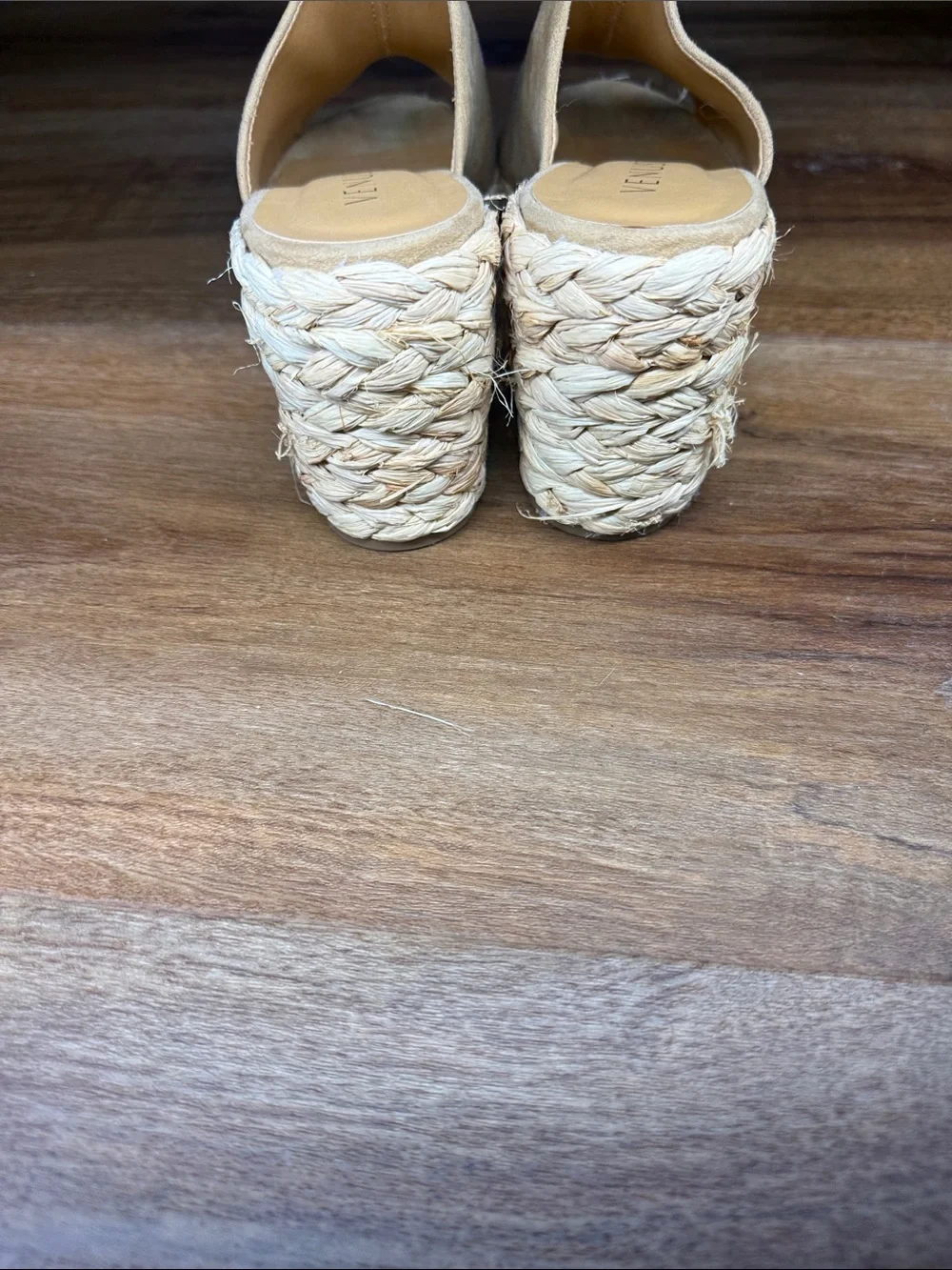 VENUS Beige Suede Espadrille Wedge Mule